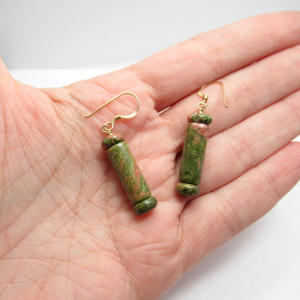 Unakite Bead Earrings 20$
